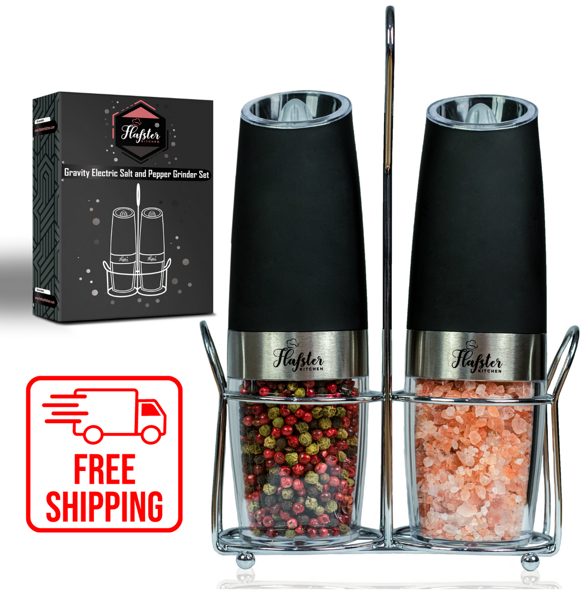 Gravity Electric Salt and Pepper Grinder Set, Automatic Pepper and