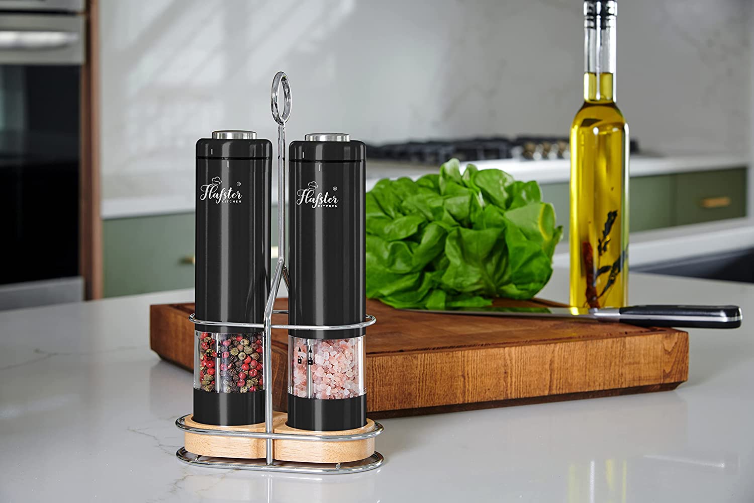 Electric Salt and Pepper Grinder Set, Battery Operated Salt and Pepper  Shakers (2) by Flafster Kitchen 