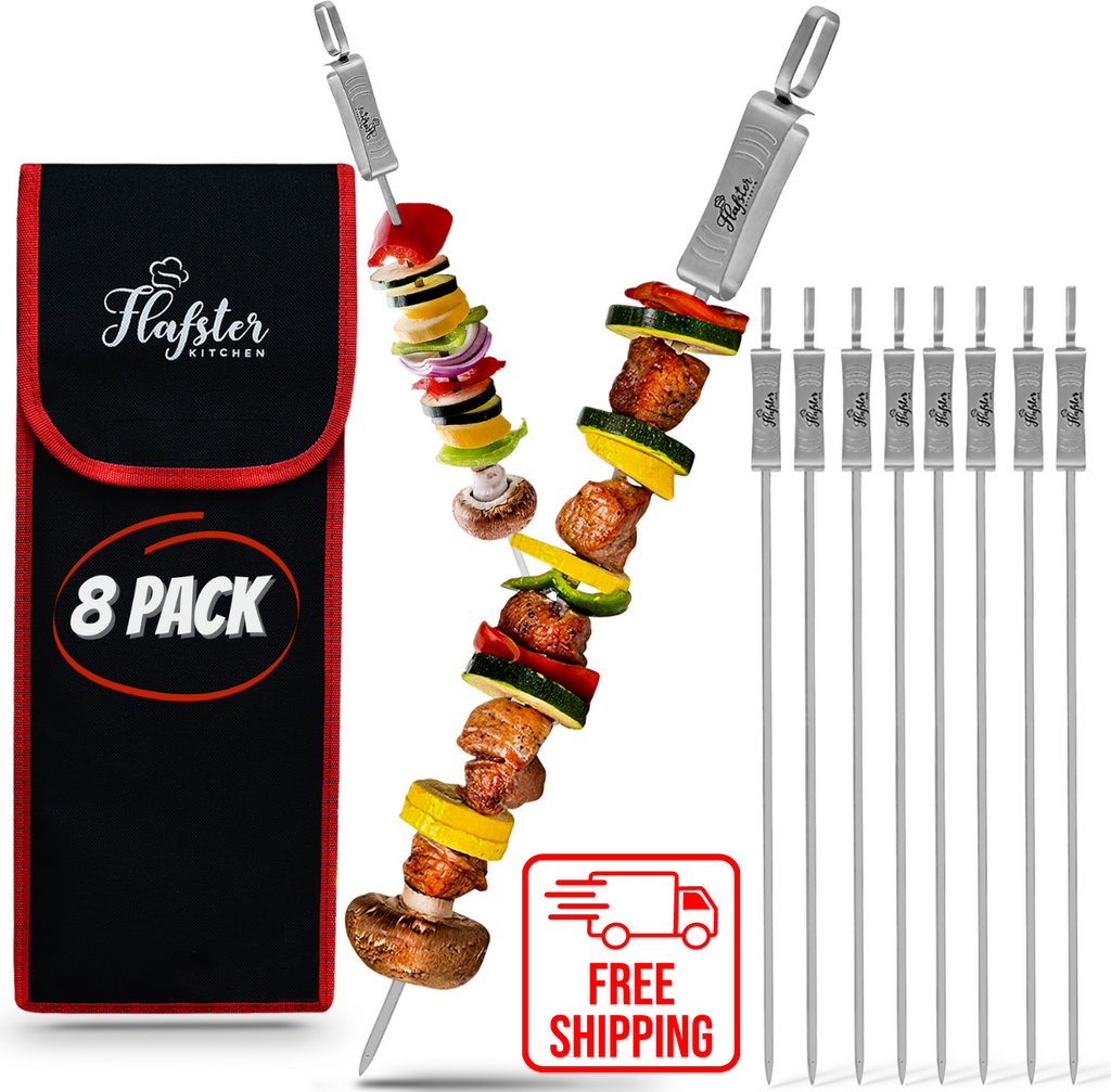 Flat skewers for outlet kebabs