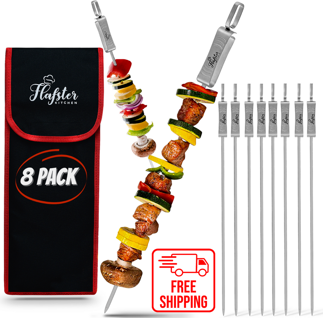 Flat skewers for kebabs best sale